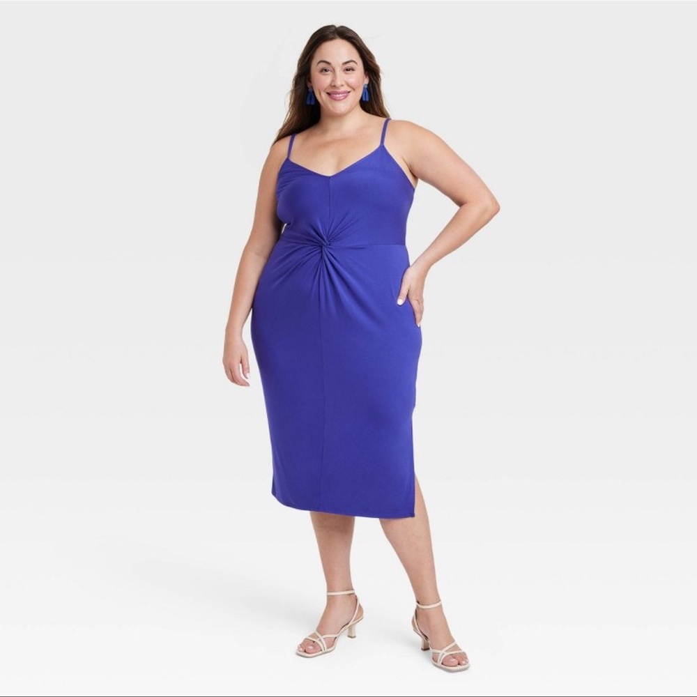 2/$20   Ava & Viv V-Neck Bodycon Dress - Blue